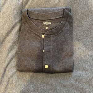 J. Crew Long Sleeve Washed Heather Navy Henley - Size Medium